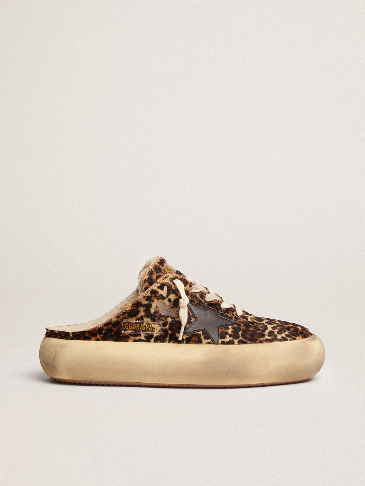 Women s Space Star Sabot in animal print pony skin and shearling