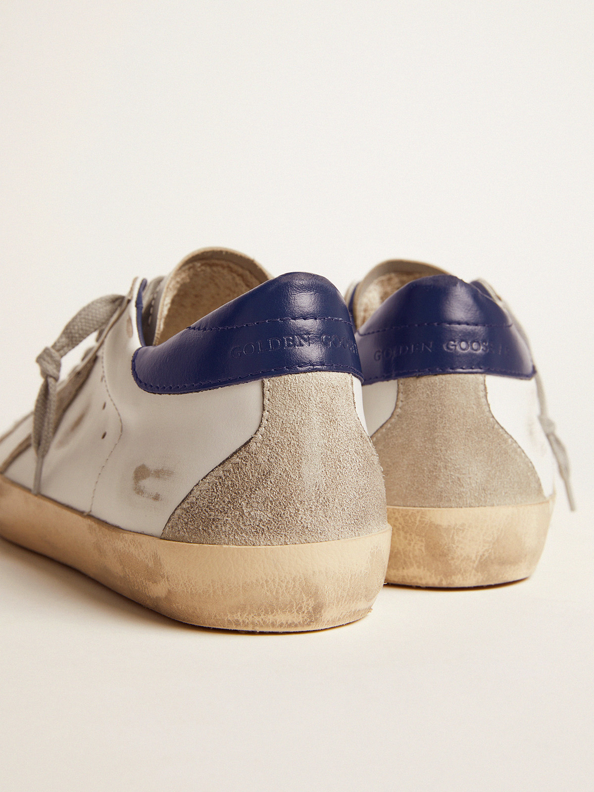 Men's Super-Star sneakers with suede star and blue heel tab 