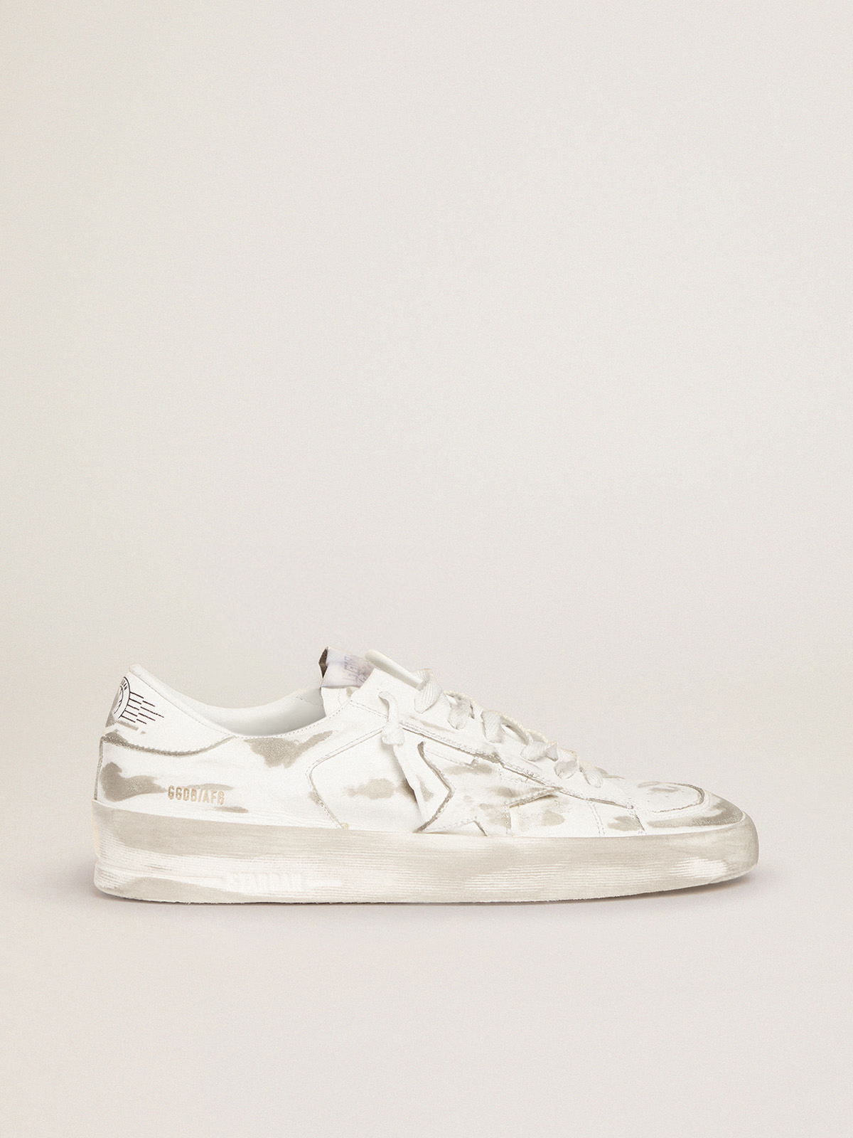 Stardan sneakers in white leather with lived-in treatment | Golden Goose