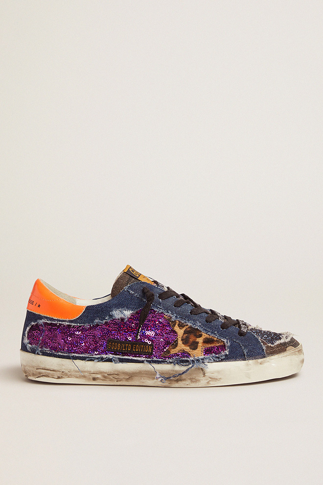 Men\'s Limited Edition LAB leopard-print Super-Star sneakers with glitter |  Golden Goose