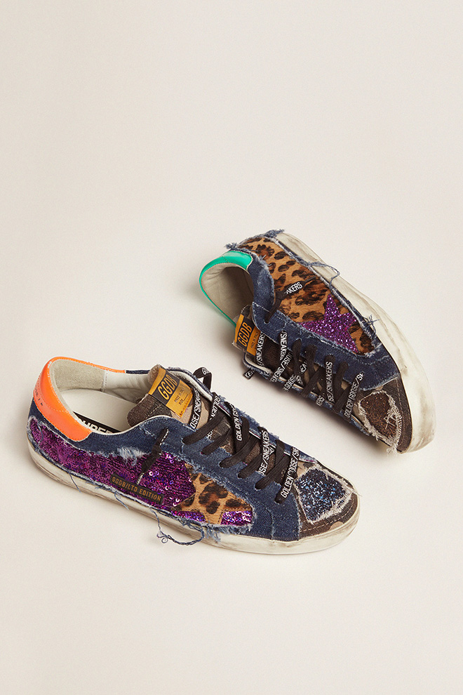 Men\'s Limited Edition LAB leopard-print Super-Star sneakers with glitter |  Golden Goose