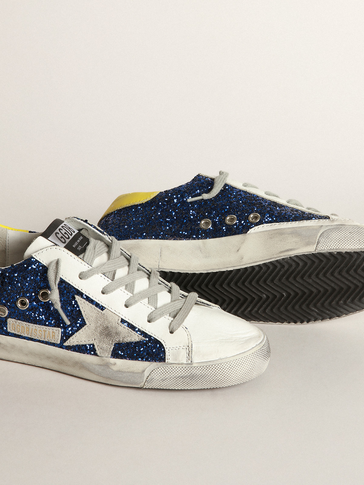 Blue glitter golden goose hot sale sneakers