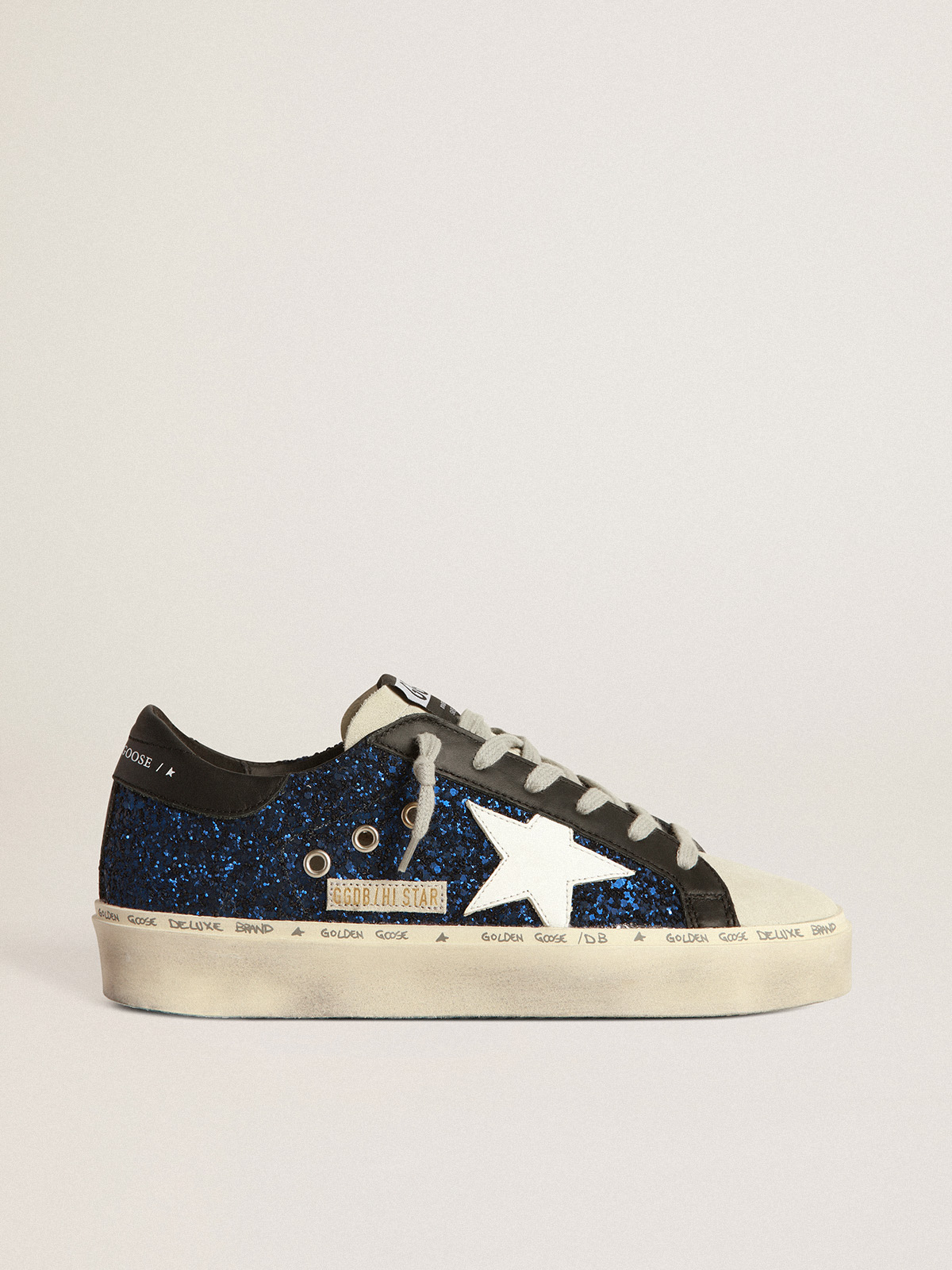 Hi Star sneakers in suede with blue glitter | Golden Goose