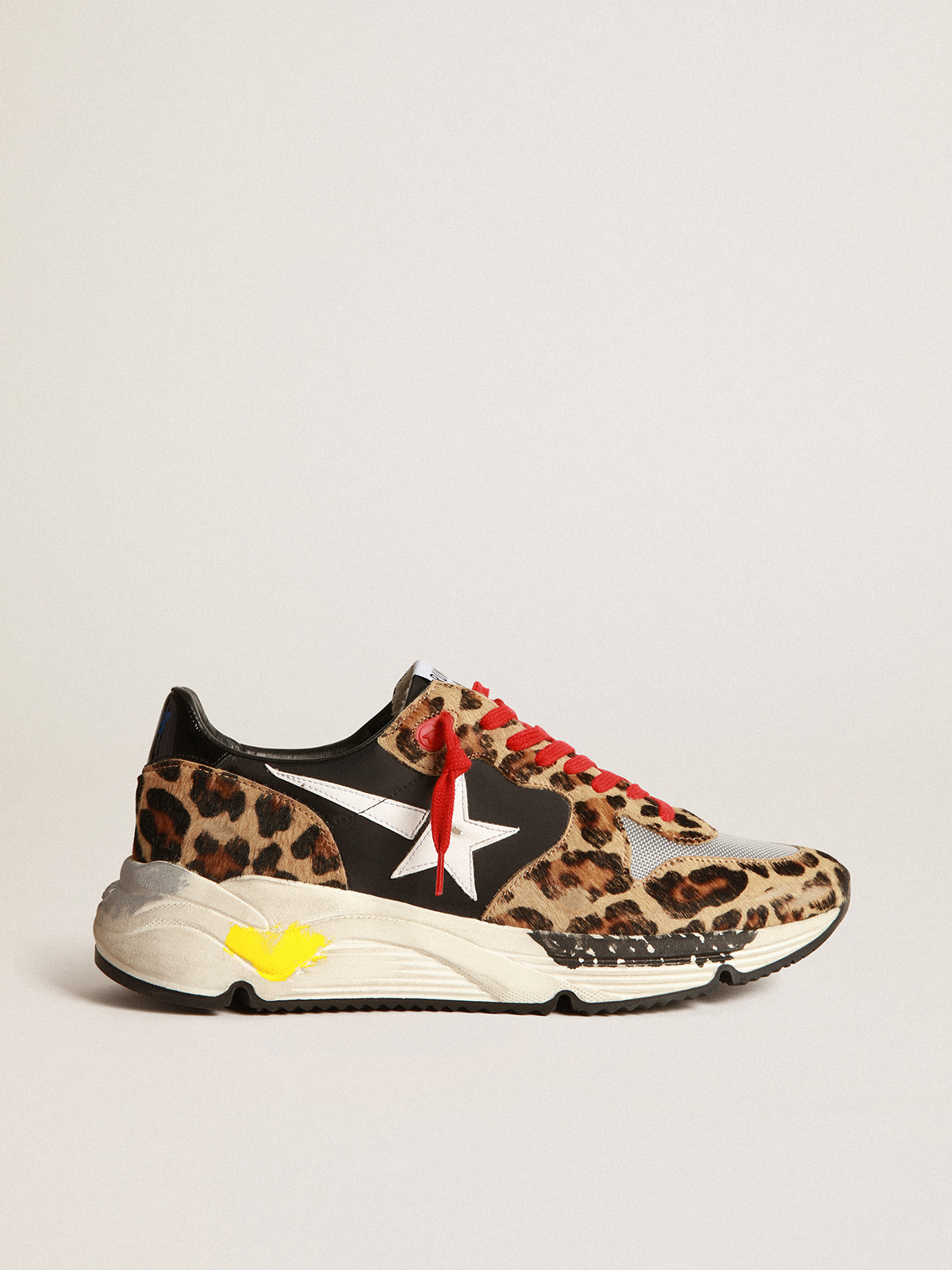 Running Sole sneakers in leopard-print pony skin with red laces | Golden  Goose