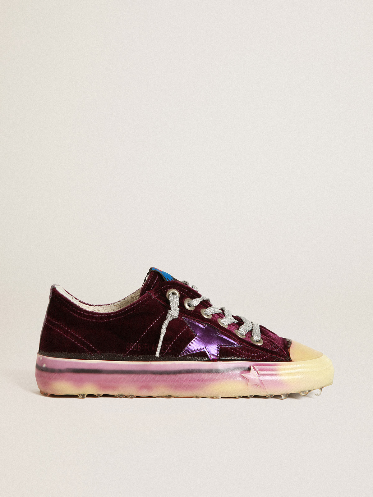 V-Star LTD sneakers in purple velvet with a pale purple laminated leather  star and heel tab | Golden Goose