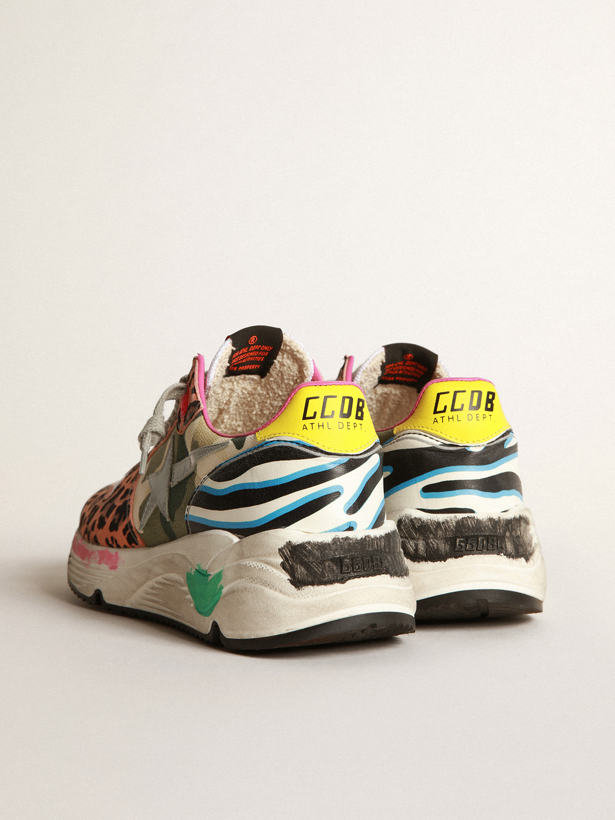 Running Sole sneakers with mixed animal-print upper | Golden Goose