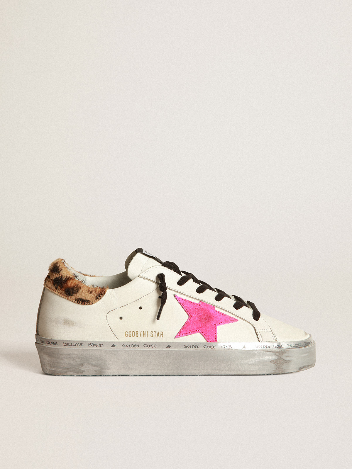 Women's Sky-Star high-top sneakers in leopard-print pony skin