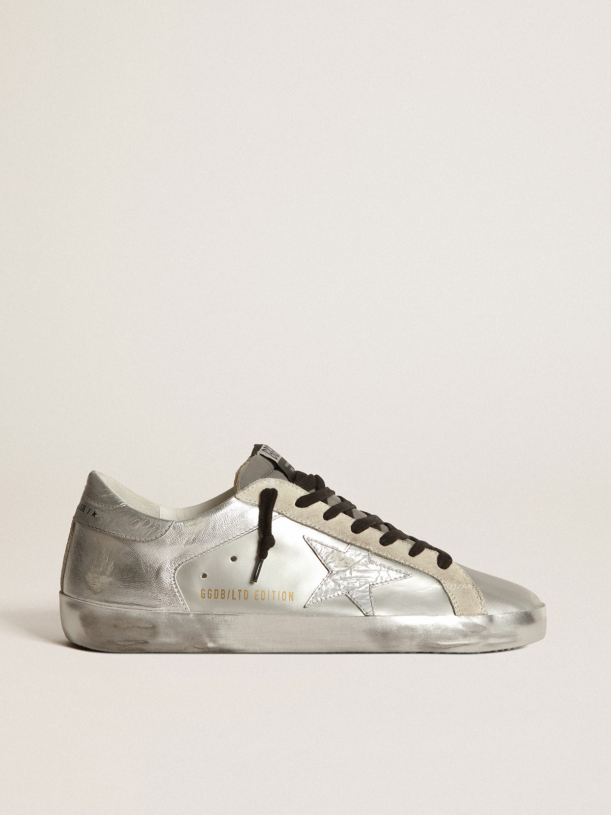 Super-Star LTD sneakers in silver leather with white crackle