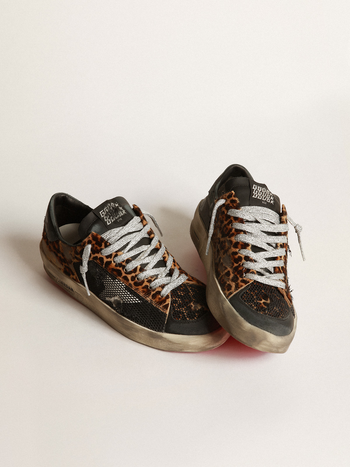 Leopard-print Stardan sneakers with fuchsia sole | Golden Goose