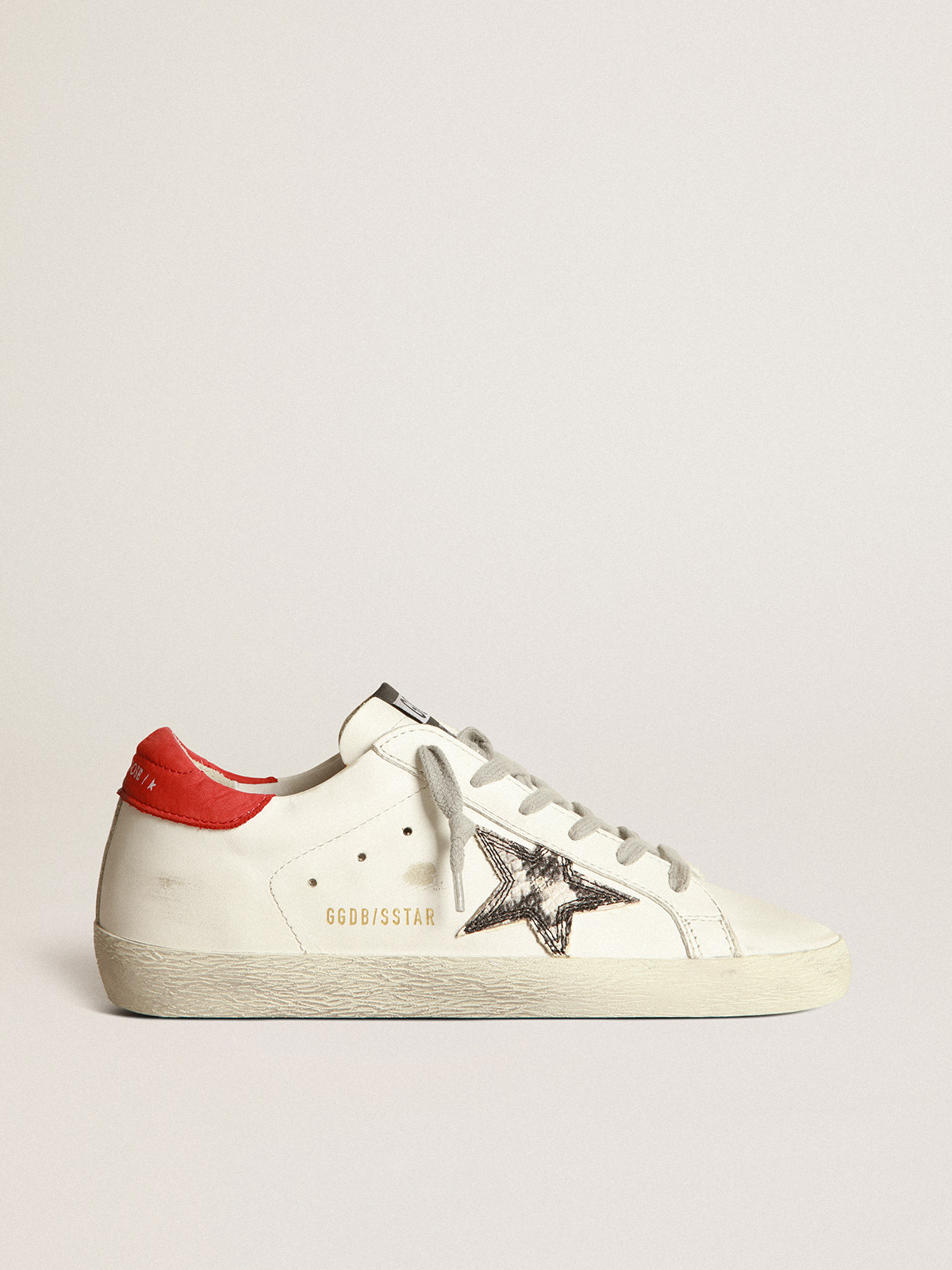 Super-Star sneakers with snakeskin-print star and red heel tab | Golden  Goose