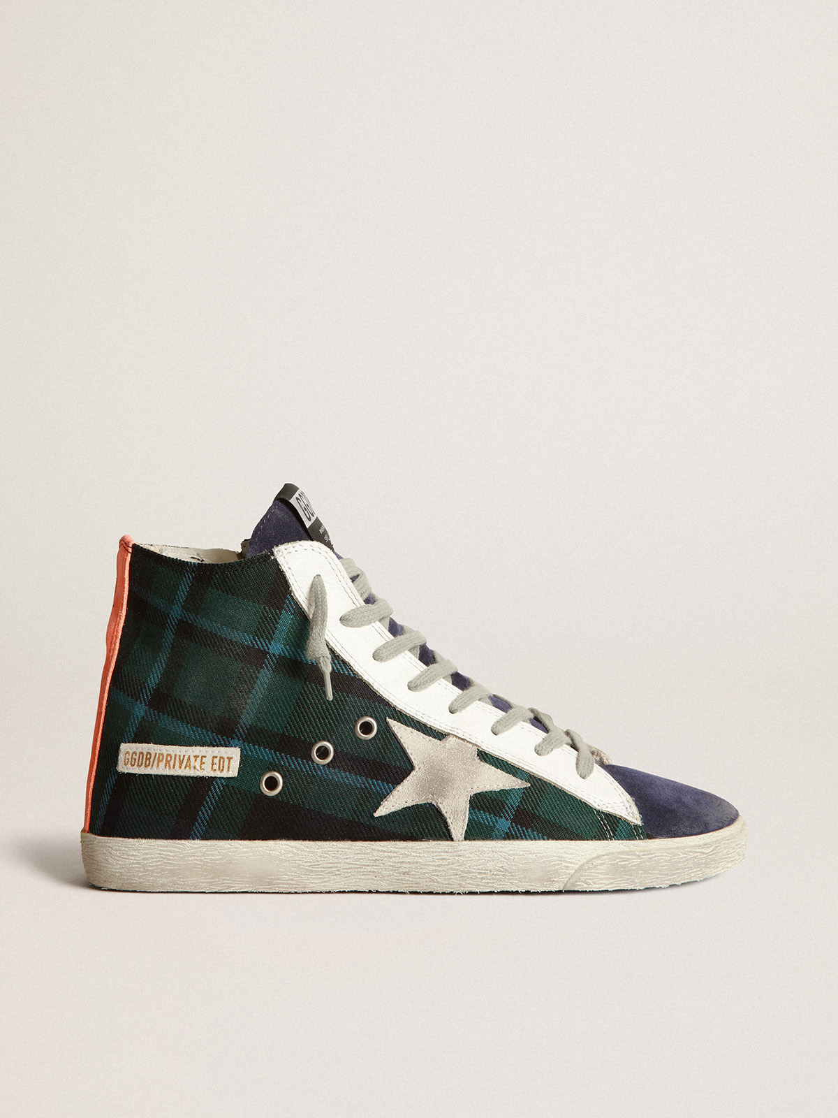 Francy LTD sneakers in green and dark blue wool with tartan print