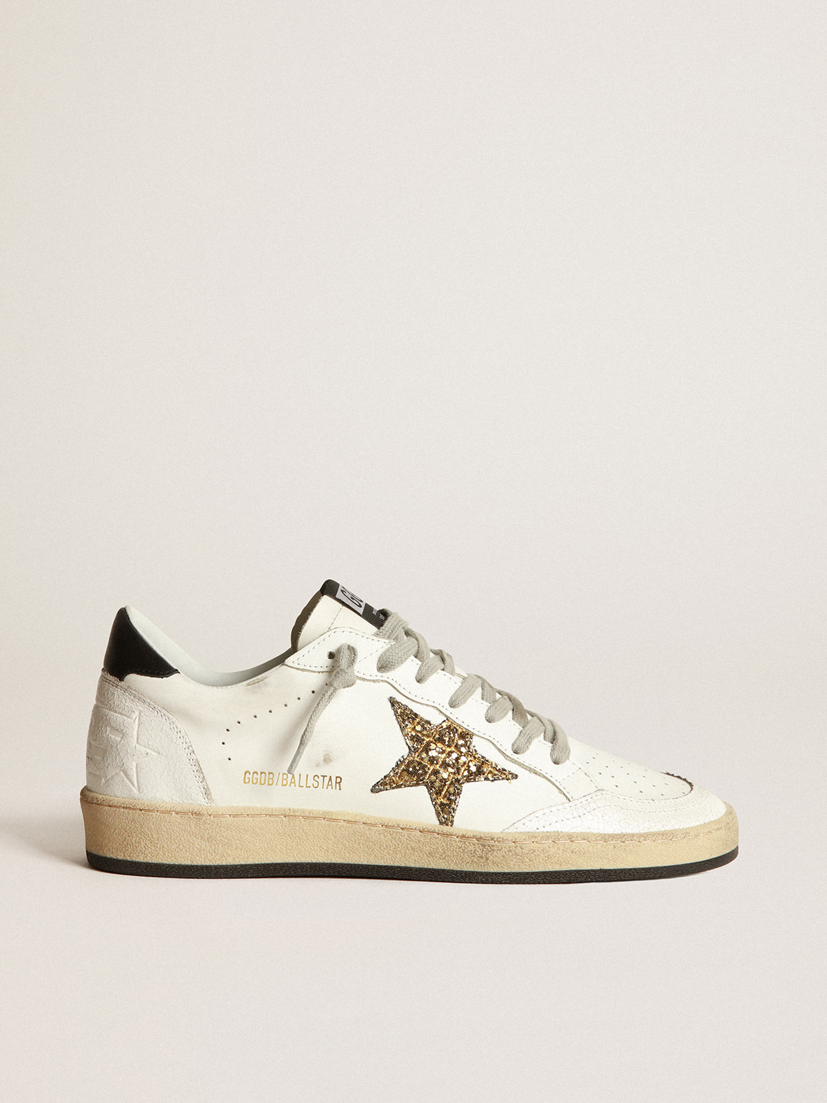Ball Starスニーカー クロコダイル柄グリッタースター(ゴールド)&レザーヒールタブ(ブラック) Golden Goose クロコダイル 柄 ゴールド