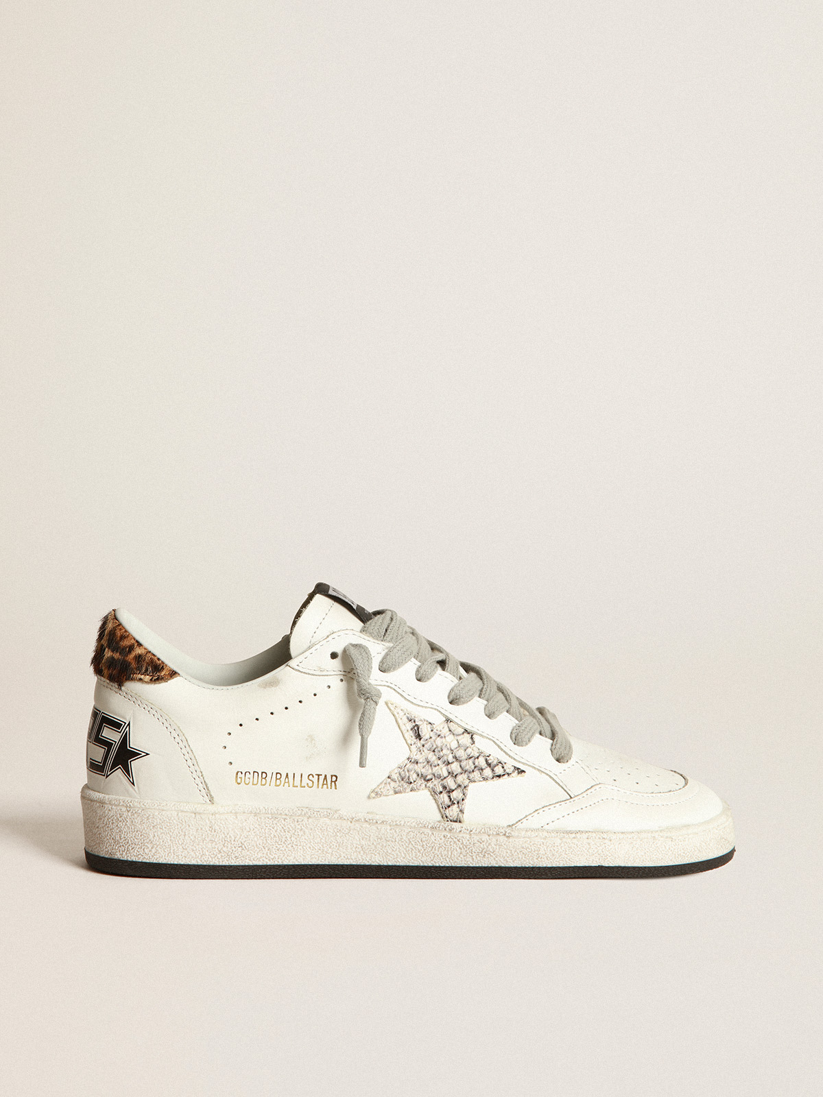 Ball Star sneakers with snake-print leather star and leopard-print