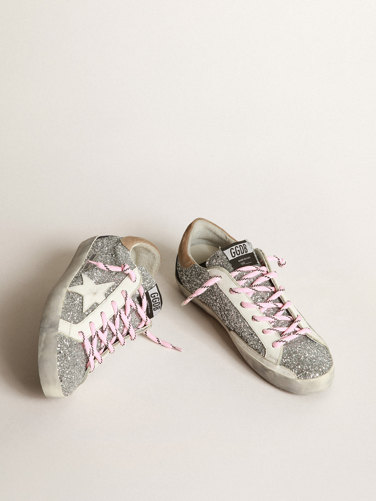 Superstar sneakers with glitter store upper and white star