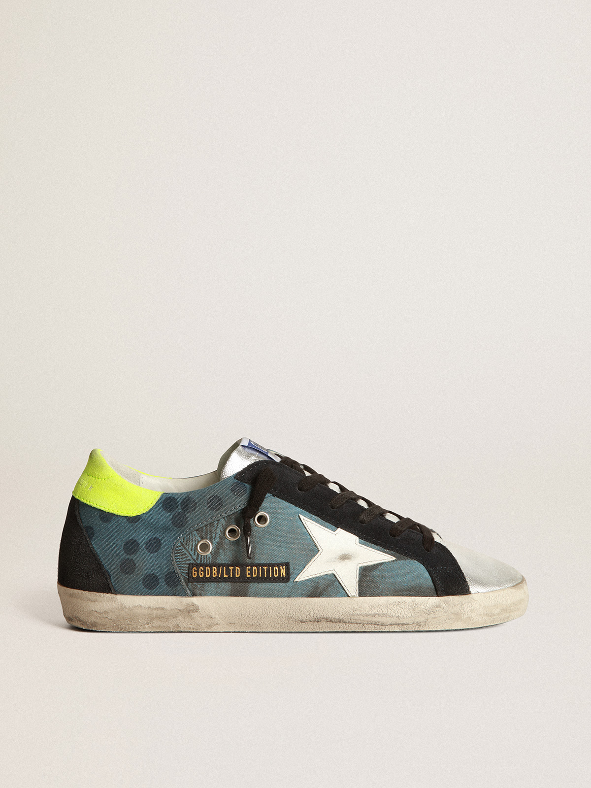 LAB Women\'s blue Super-Star sneakers in canvas with print and polka dots |  Golden Goose