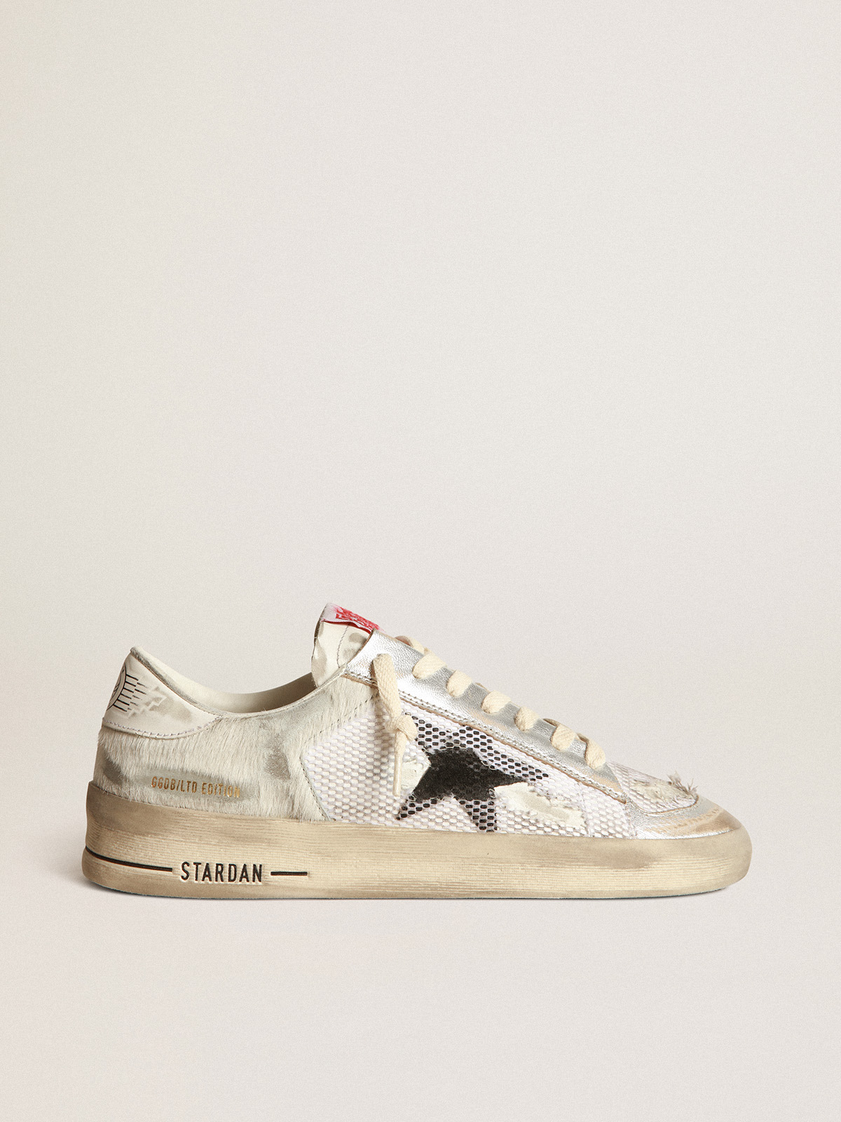 Stardan LAB sneakers in white pony skin and leather with black