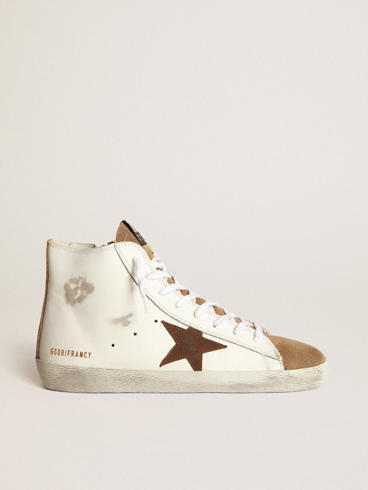 Francy sneakers in nude suede and white leather with contrast star | Golden  Goose