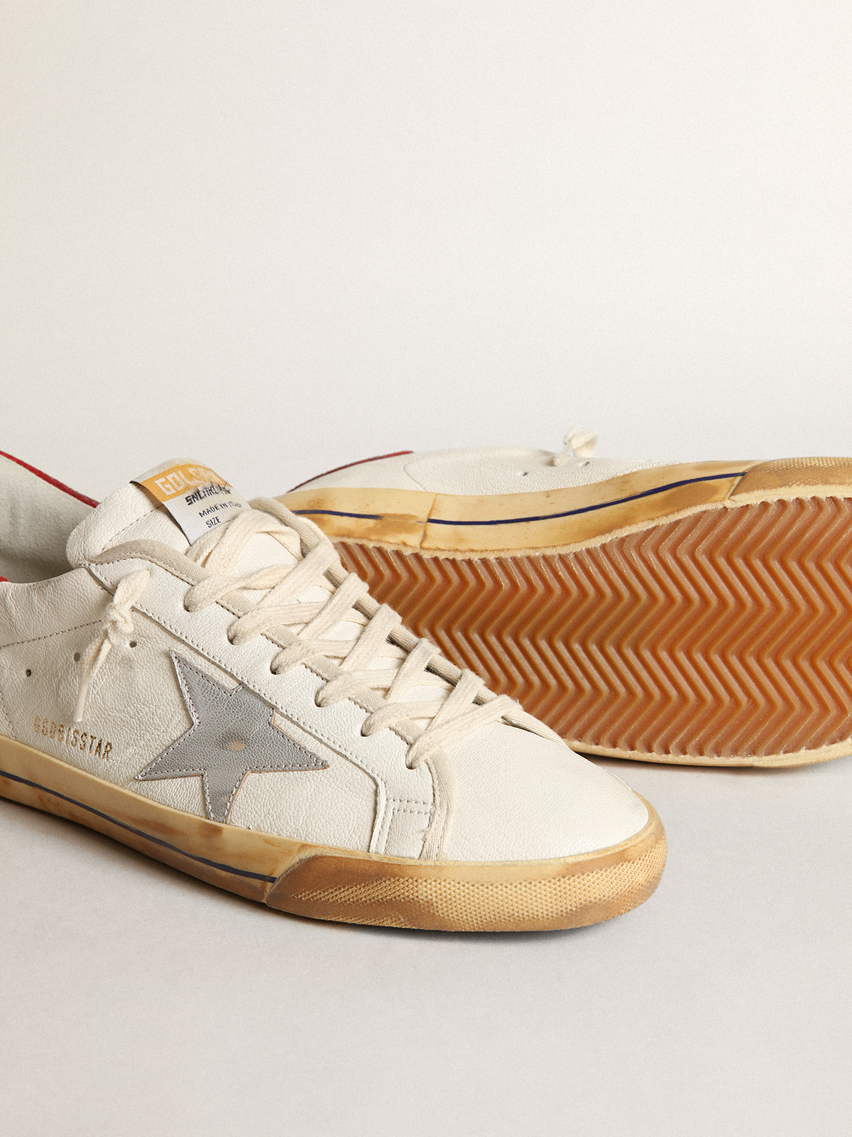 Men s Super Star with silver laminated leather star Golden Goose