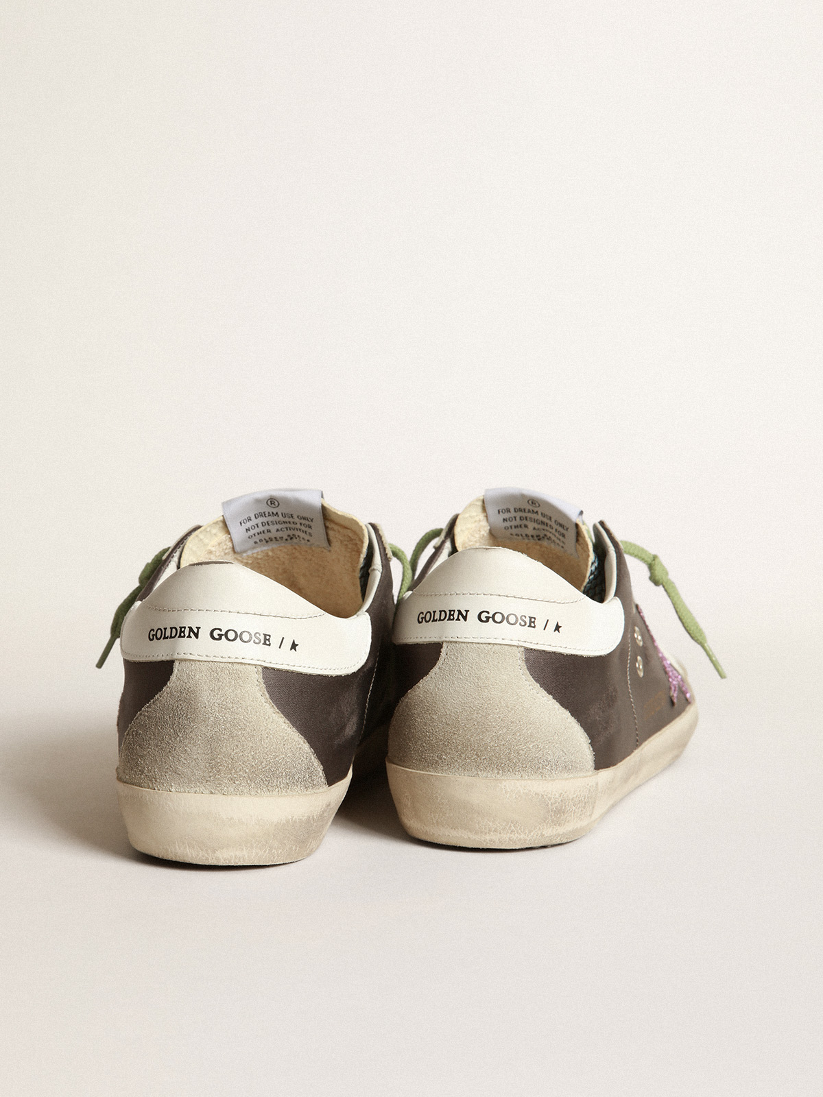 Grey and python-print Superstar sneakers with glittery star | Golden Goose