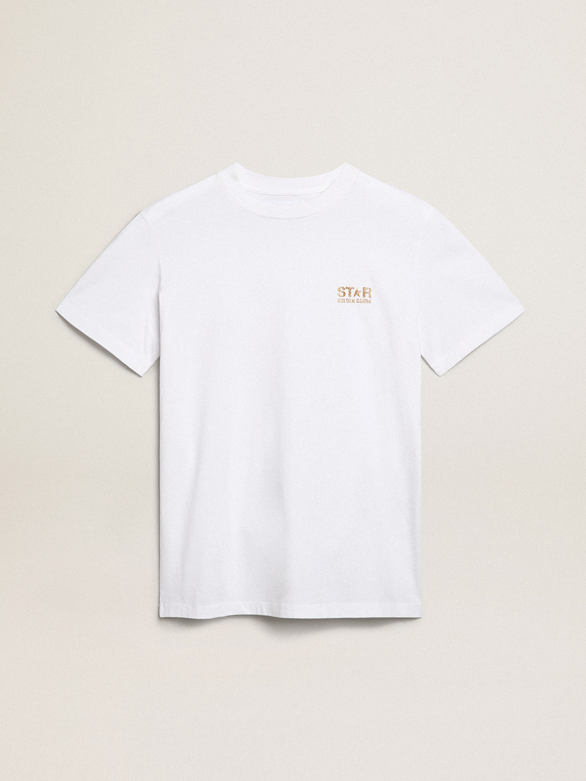 white and gold t shirt