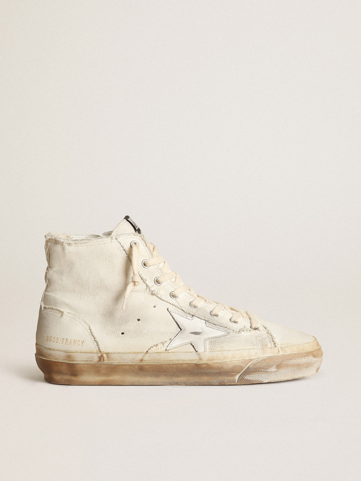 Francy sneakers in ivory canvas with white leather star Golden Goose