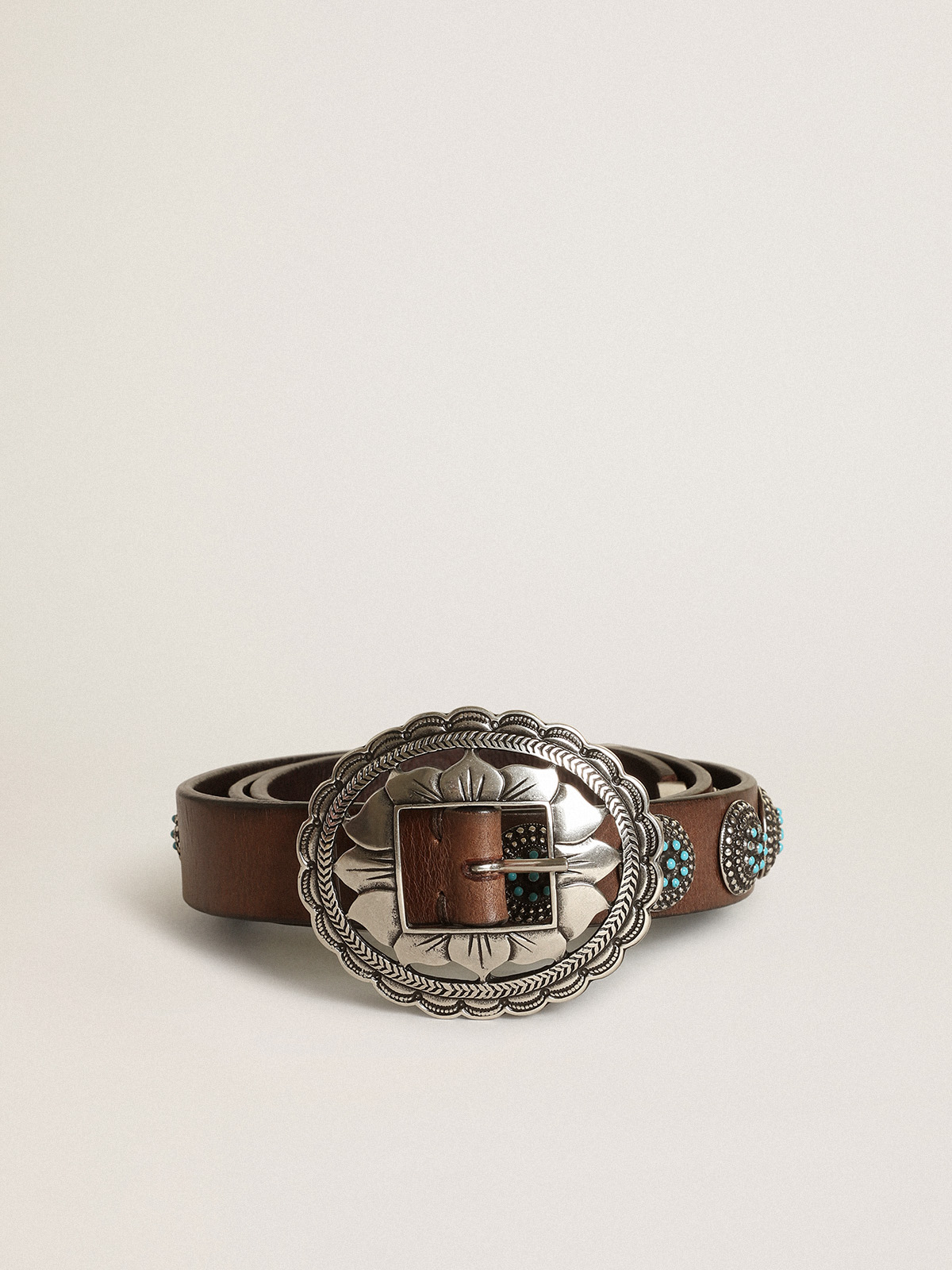 Mens Checkered Belt - Brown Genuine Leather 28 / 70 cm - Brown | CintUrra