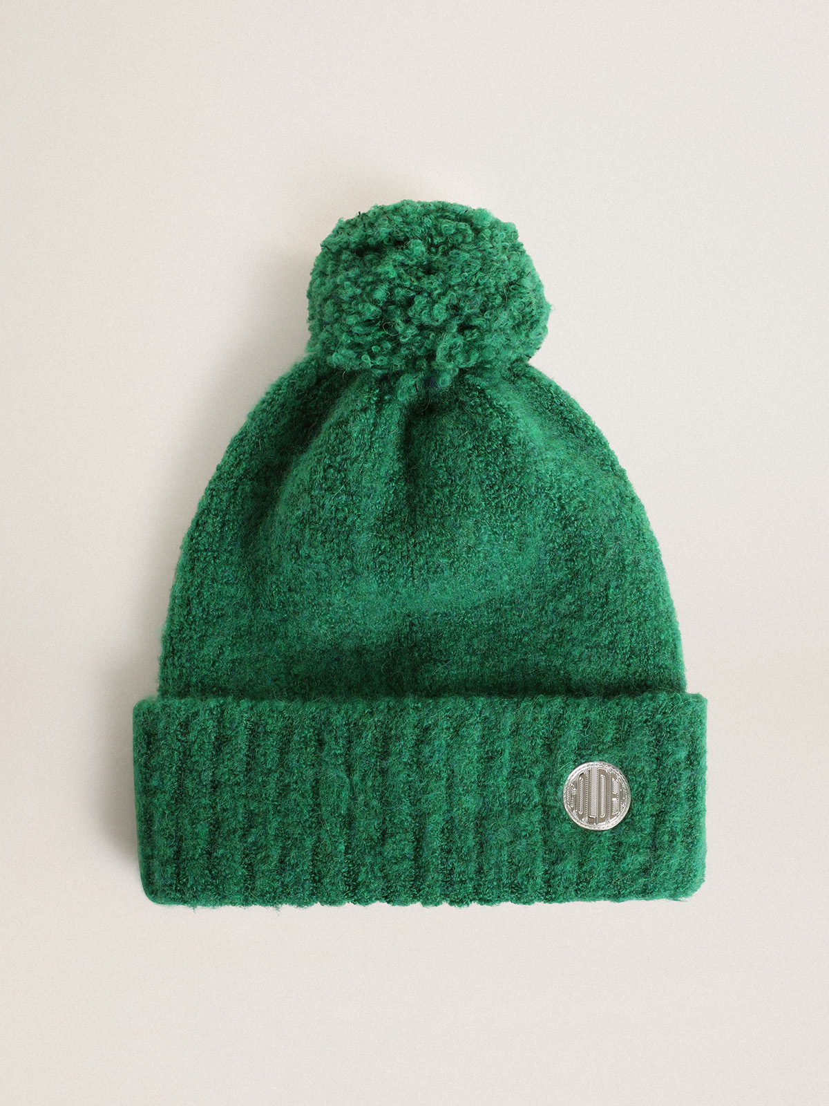 Journey Collection green wool beanie with pompom | Golden Goose