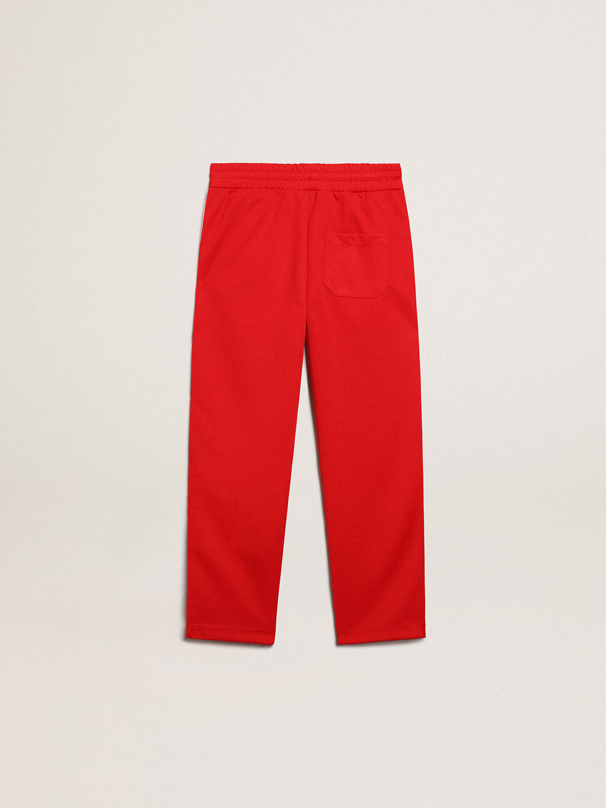 Red jogger pants sales with white stripe