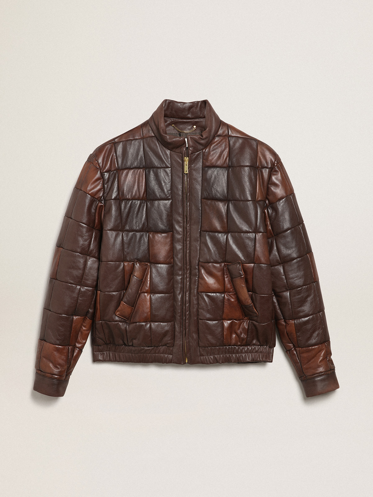 Goose down hot sale leather bomber