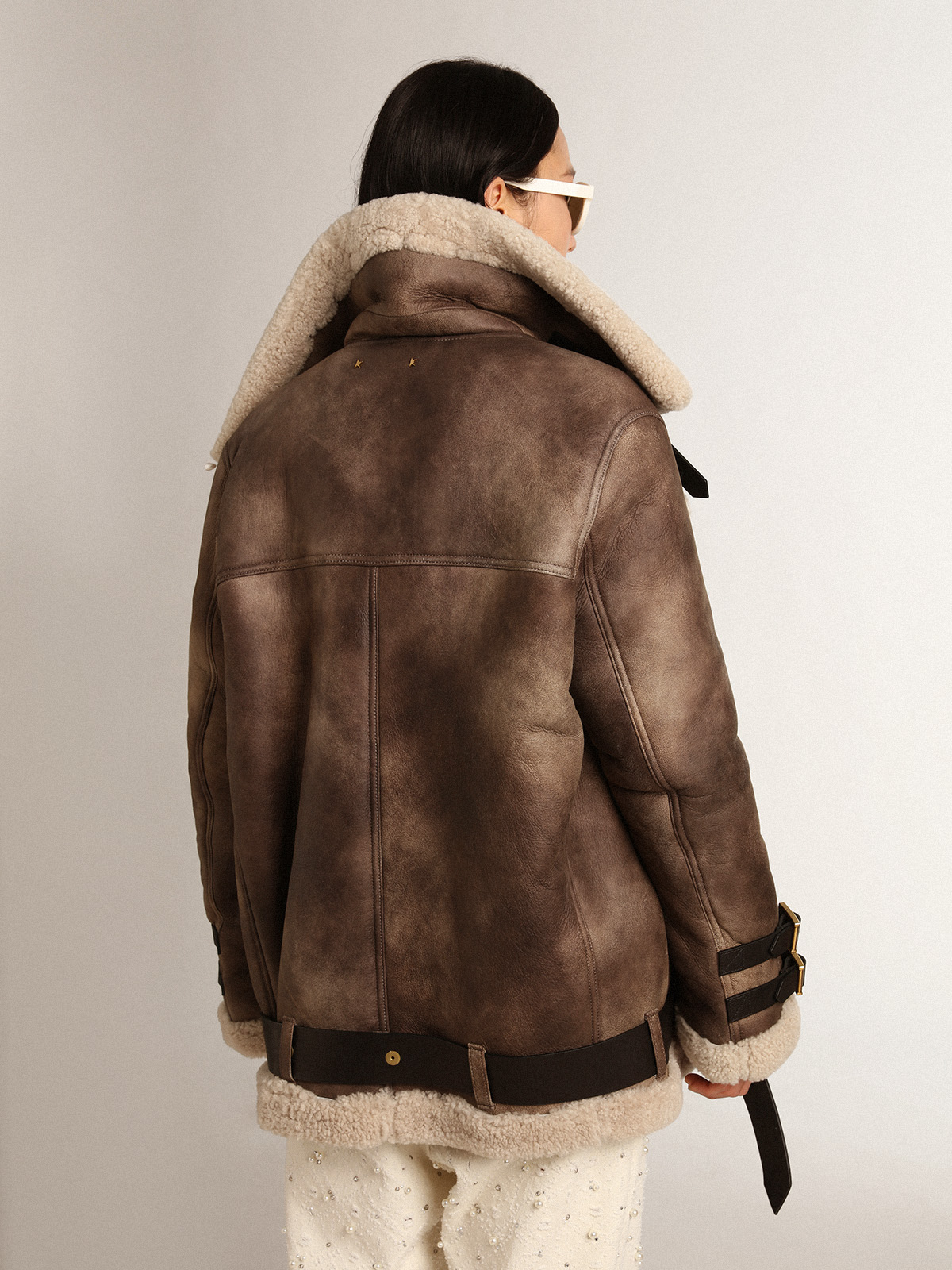 Shearling Collar Leather Jacket - Women - Ready-to-Wear