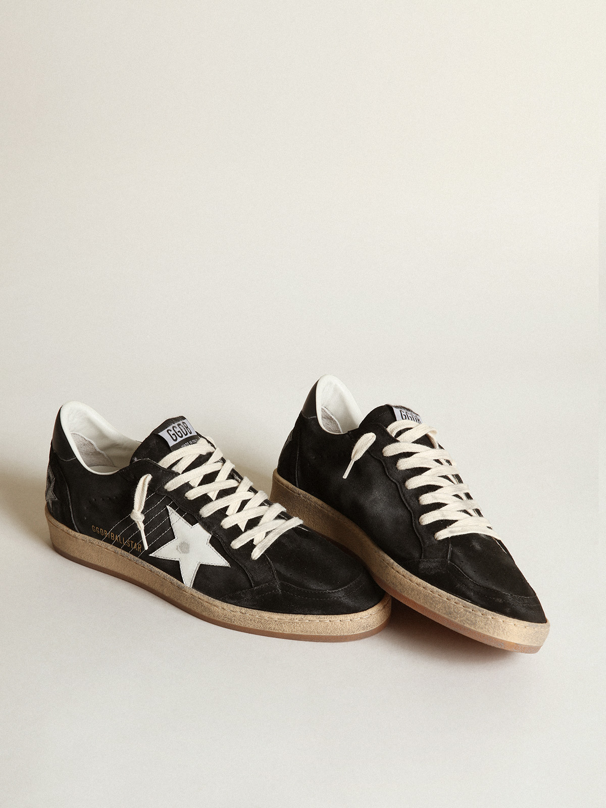 Men's Ball Star sneakers in black suede with white leather star 