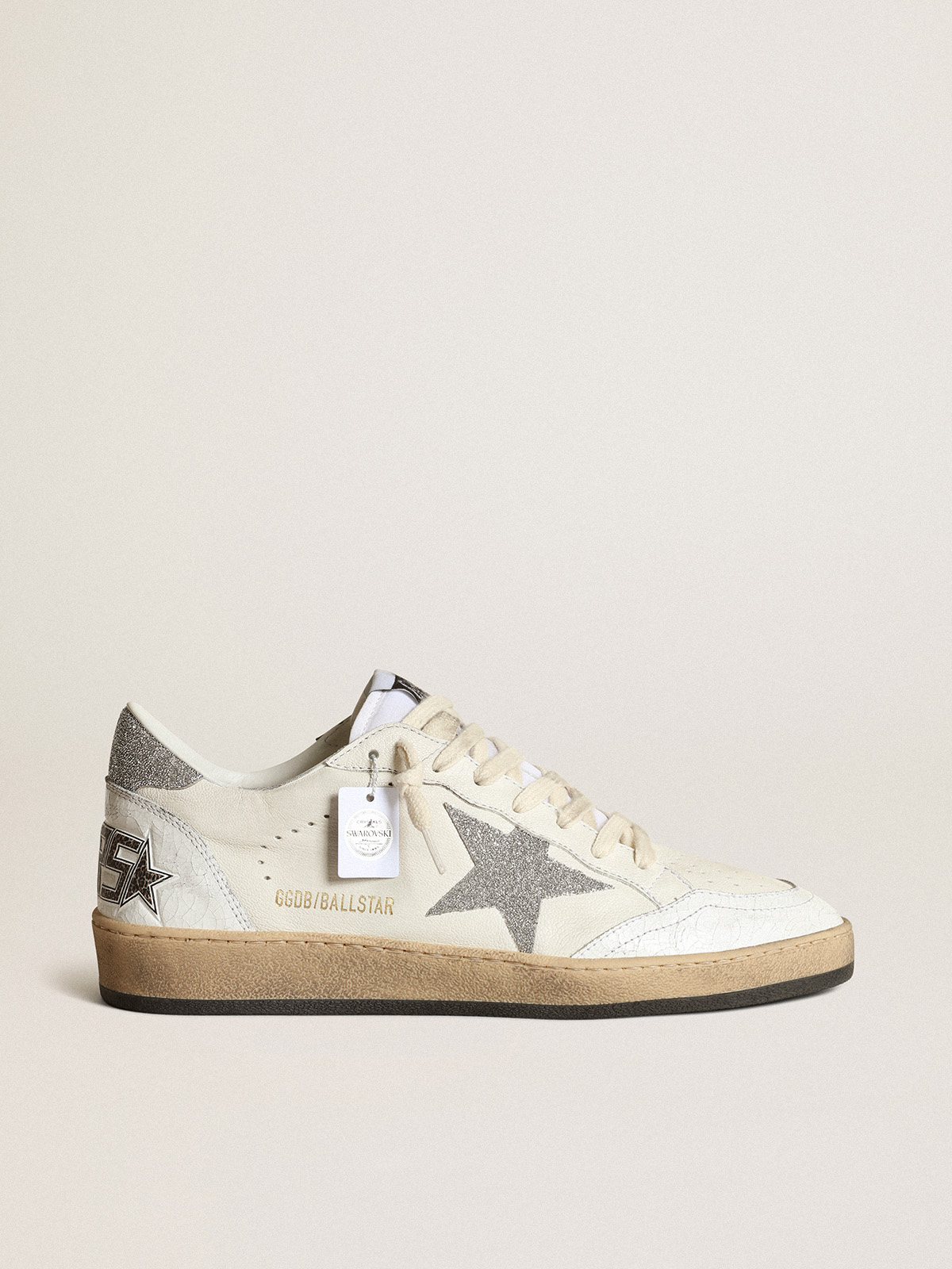 White Ball Star with a Swarovski crystal star and heel tab | Golden Goose