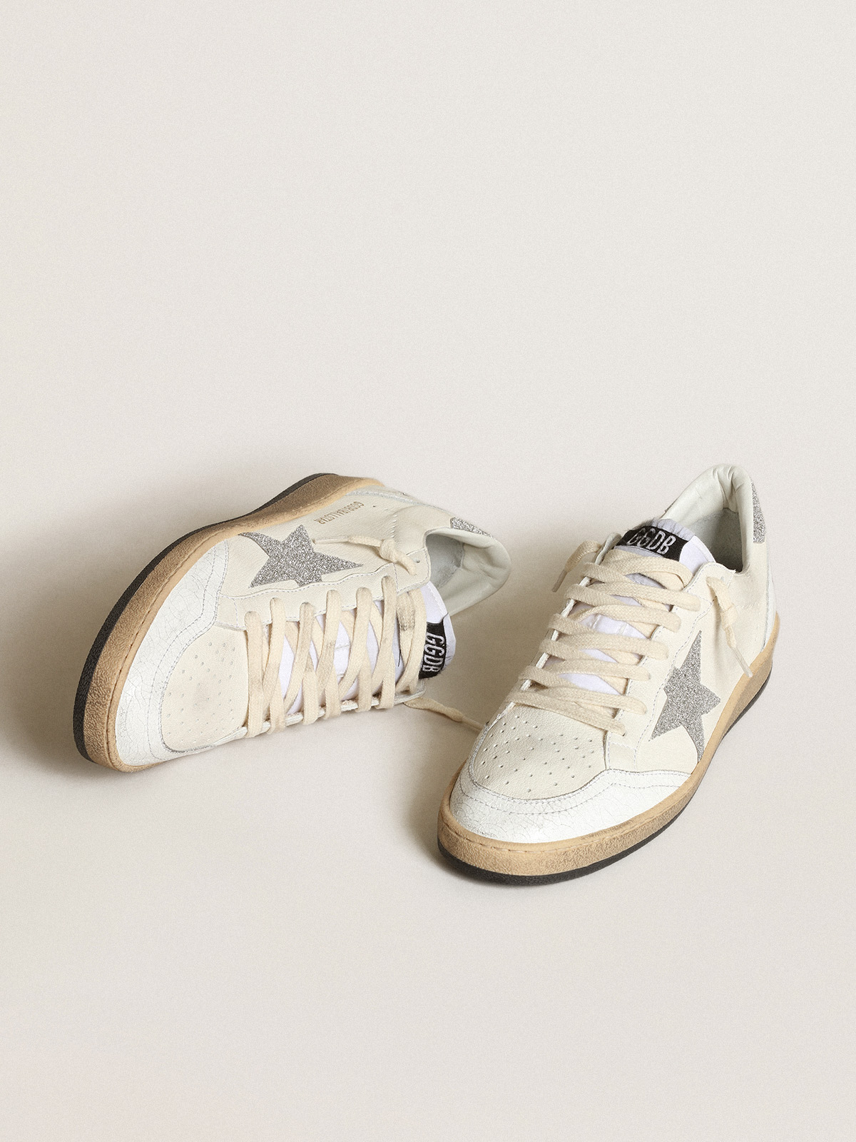 White Ball Star with a Swarovski crystal star and heel tab | Golden Goose