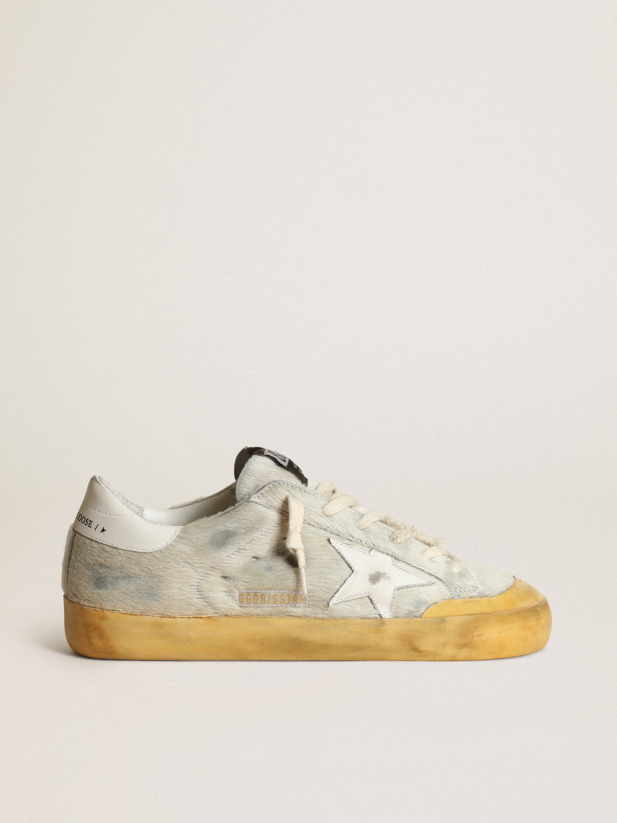 Super-Star Penstar sneakers in off-white pony skin with white leather star  and heel tab | Golden Goose
