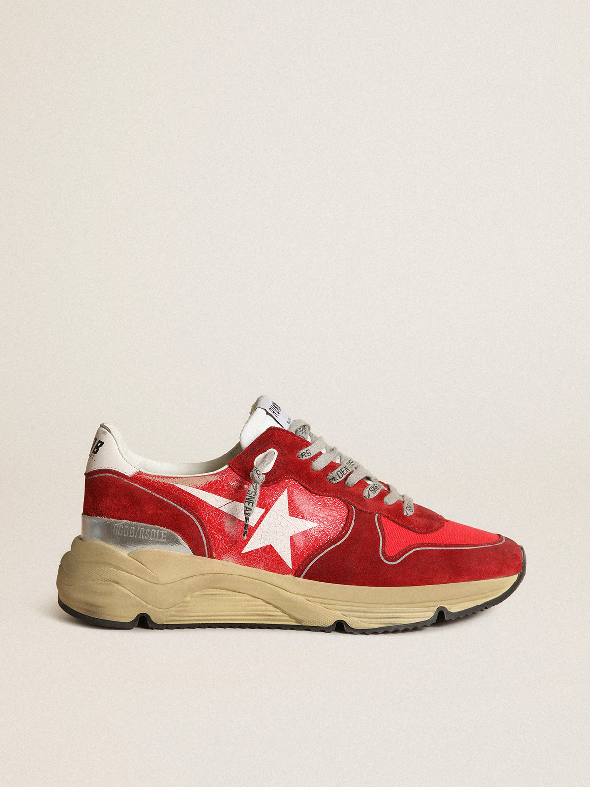 Running Sole sneakers in red crackle leather with red suede