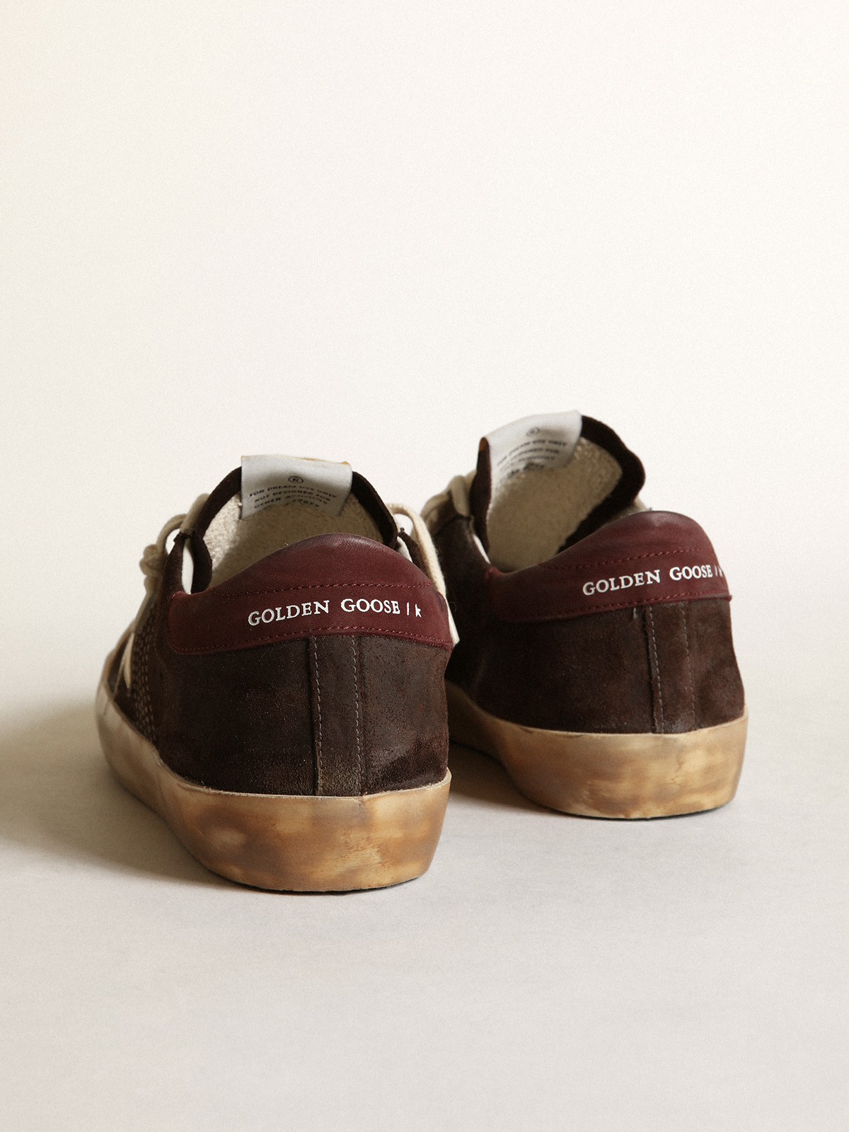 GOLDEN GOOSE Super-Star Penstar in brown suede with a platinum star-