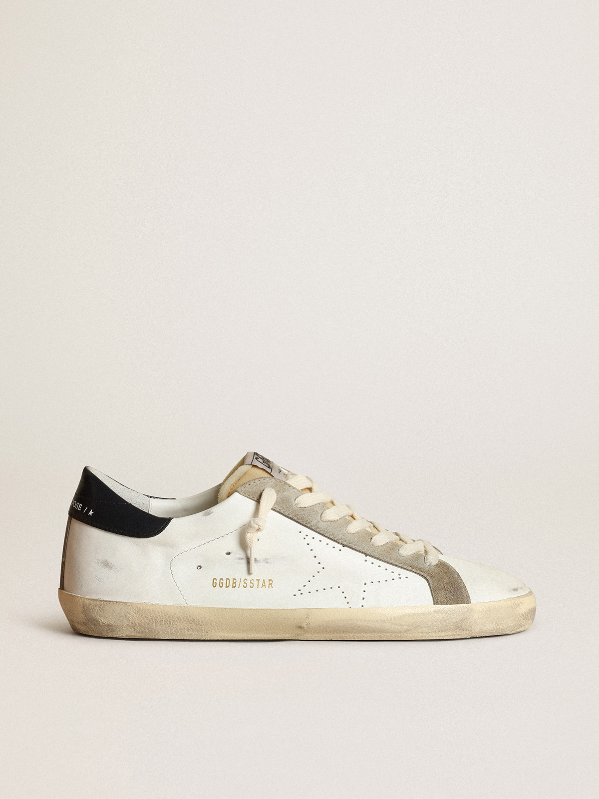 Men\'s Super-Star with perforated star and blue heel tab | Golden Goose