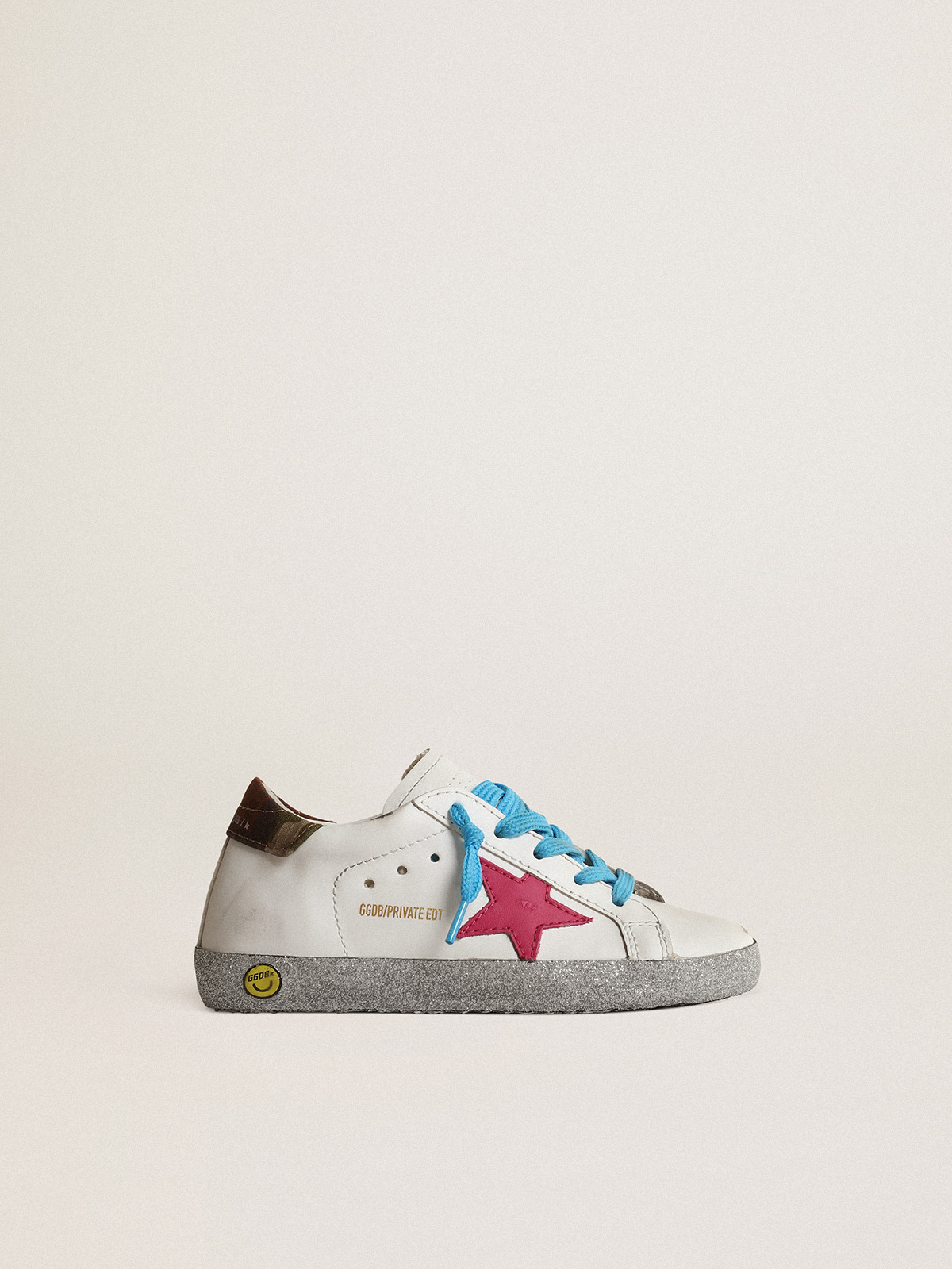 Junior Super-Star LTD with fuchsia star and glitter foxing | Golden Goose