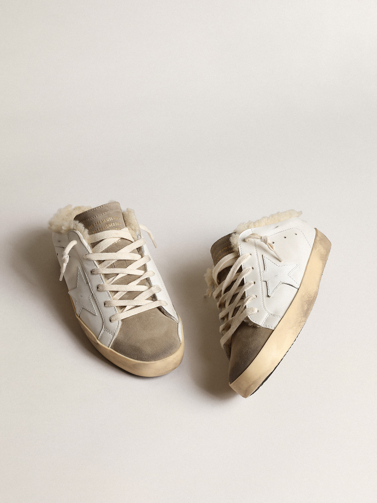 Super-Star Sabots with white leather star and shearling lining | Golden  Goose