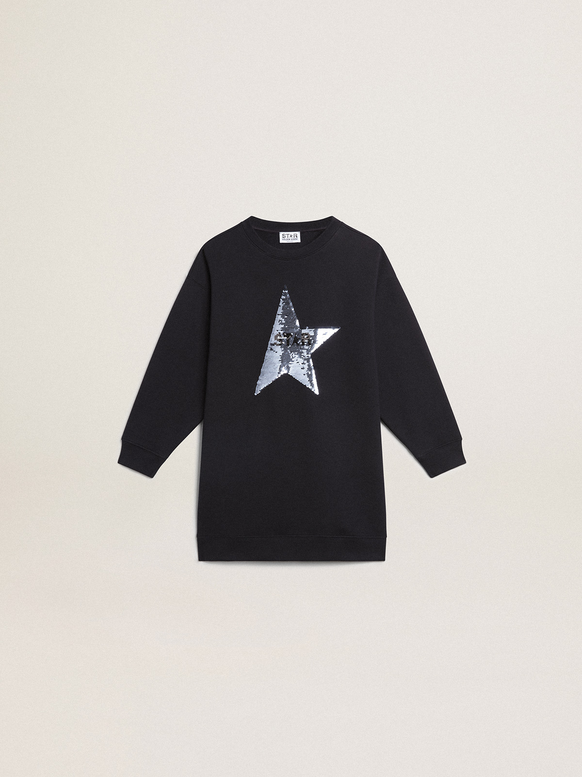 Girls dark blue sweatshirt dress with sequin star Golden Goose