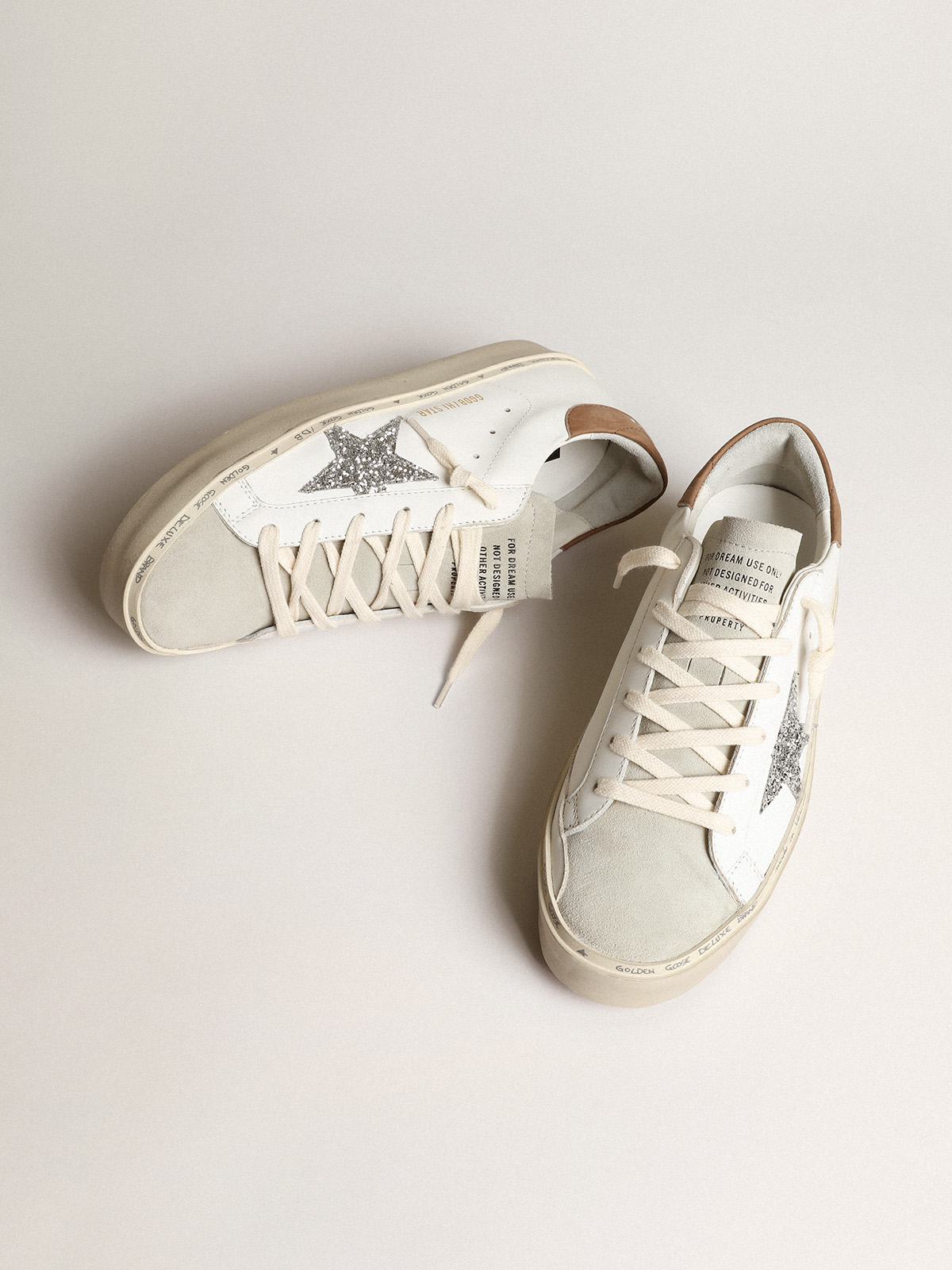 Hi Star with silver glitter star and dove-gray nubuck heel tab | Golden  Goose