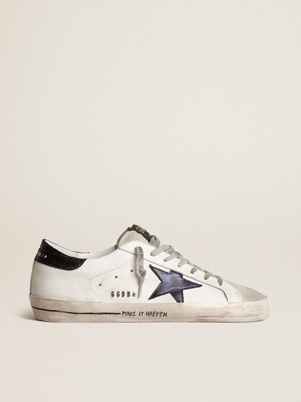 Super-Star with blue metallic leather star and black heel tab | Golden Goose