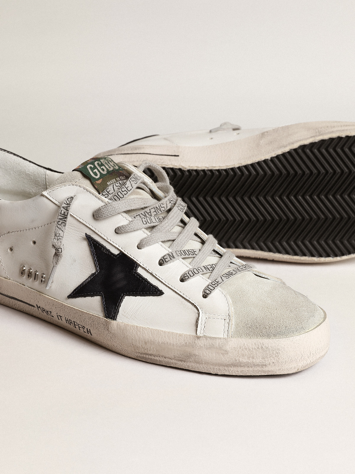 Super-Star with blue metallic leather star and black heel tab | Golden Goose