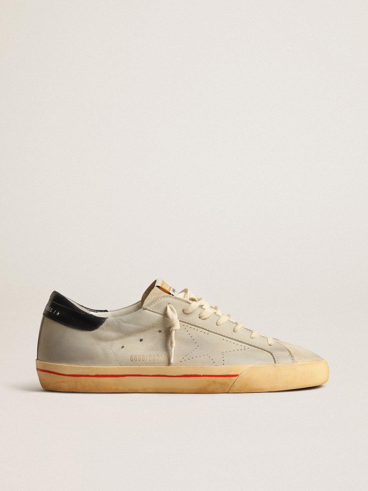 Super-Star in gray nubuck with perforated star and blue heel tab | Golden  Goose
