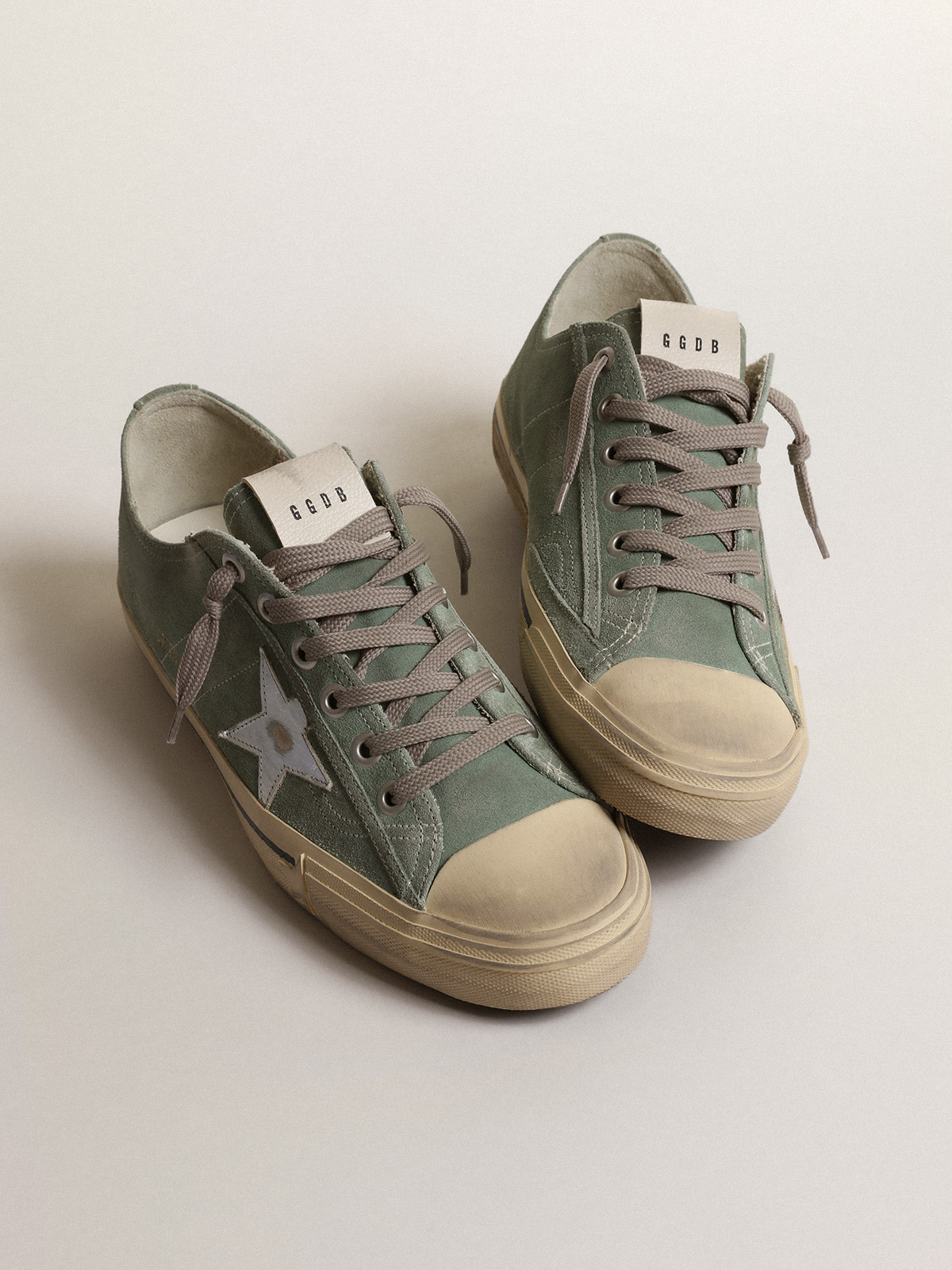 green suede golden goose sneakers