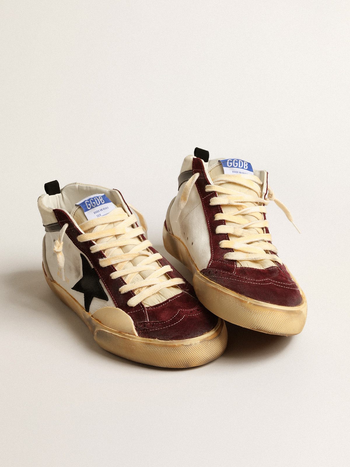 Mid Star in nappa with black suede star and wine-red inserts | Golden Goose