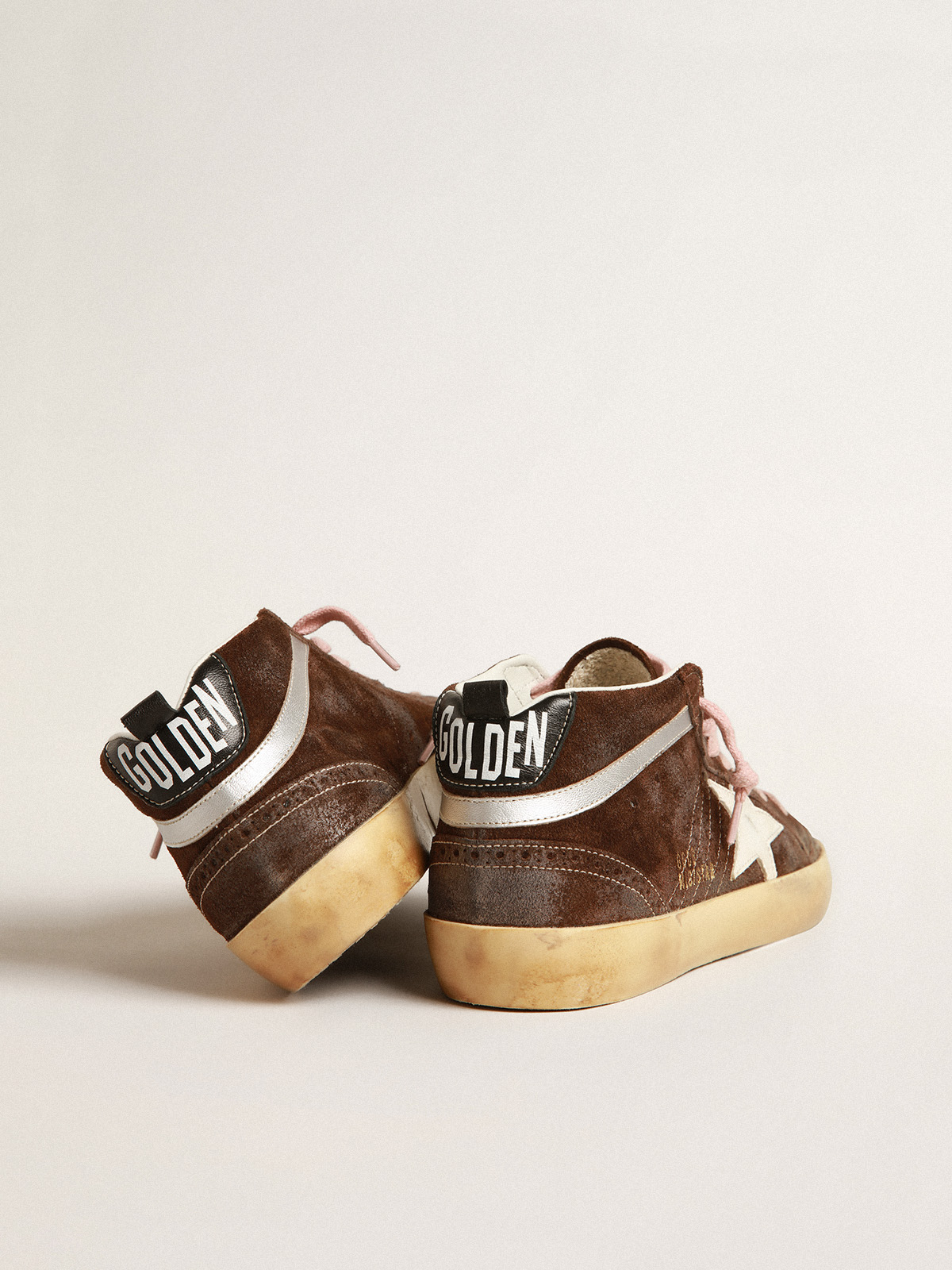 Mid Star in brown suede with white leather star Golden Goose