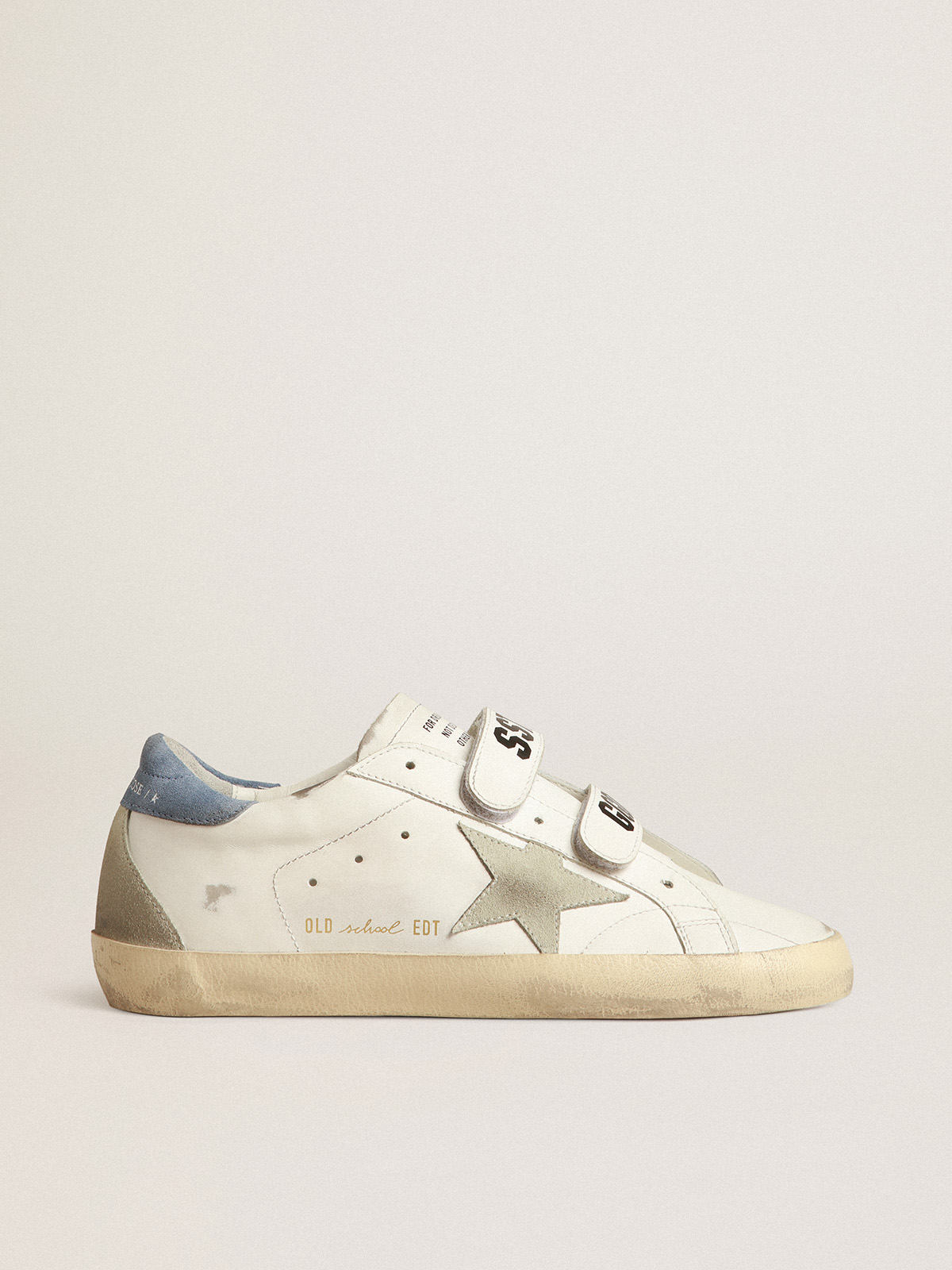 The Ricco in White Leather & Blue Red Strip - Old School Trainers