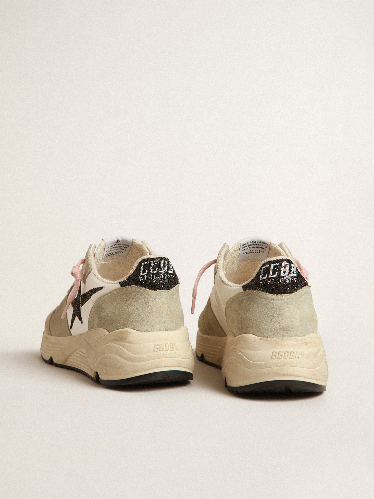 Running Sole with gray suede inserts and black glitter star | Golden Goose