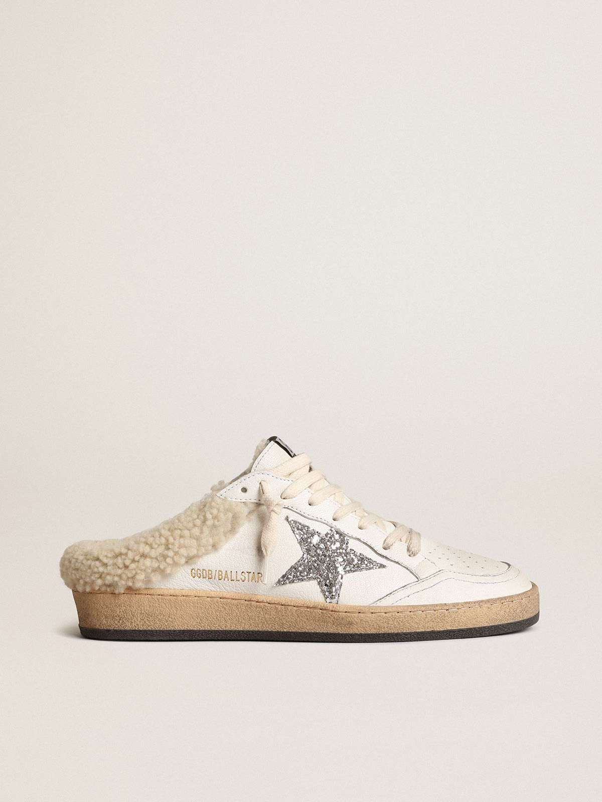 Ball Star Sabots with glitter star and shearling lining | Golden Goose